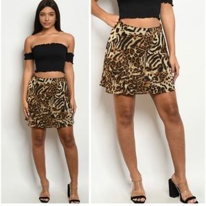 Animal Print Mini Skirt in Tan - Chic Women’s A-Line